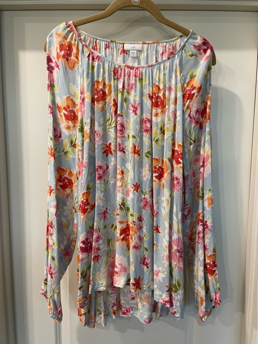 J. Jill Light Blue Floral Peasant Tunic